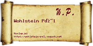Wohlstein Pál névjegykártya